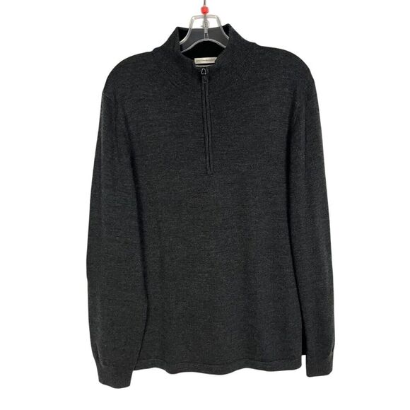 Joseph Abboud Sweater Mens XL Dark Gray Extra‎ Fine Merino Wool Pullover 1/4 Zip - Picture 1 of 6